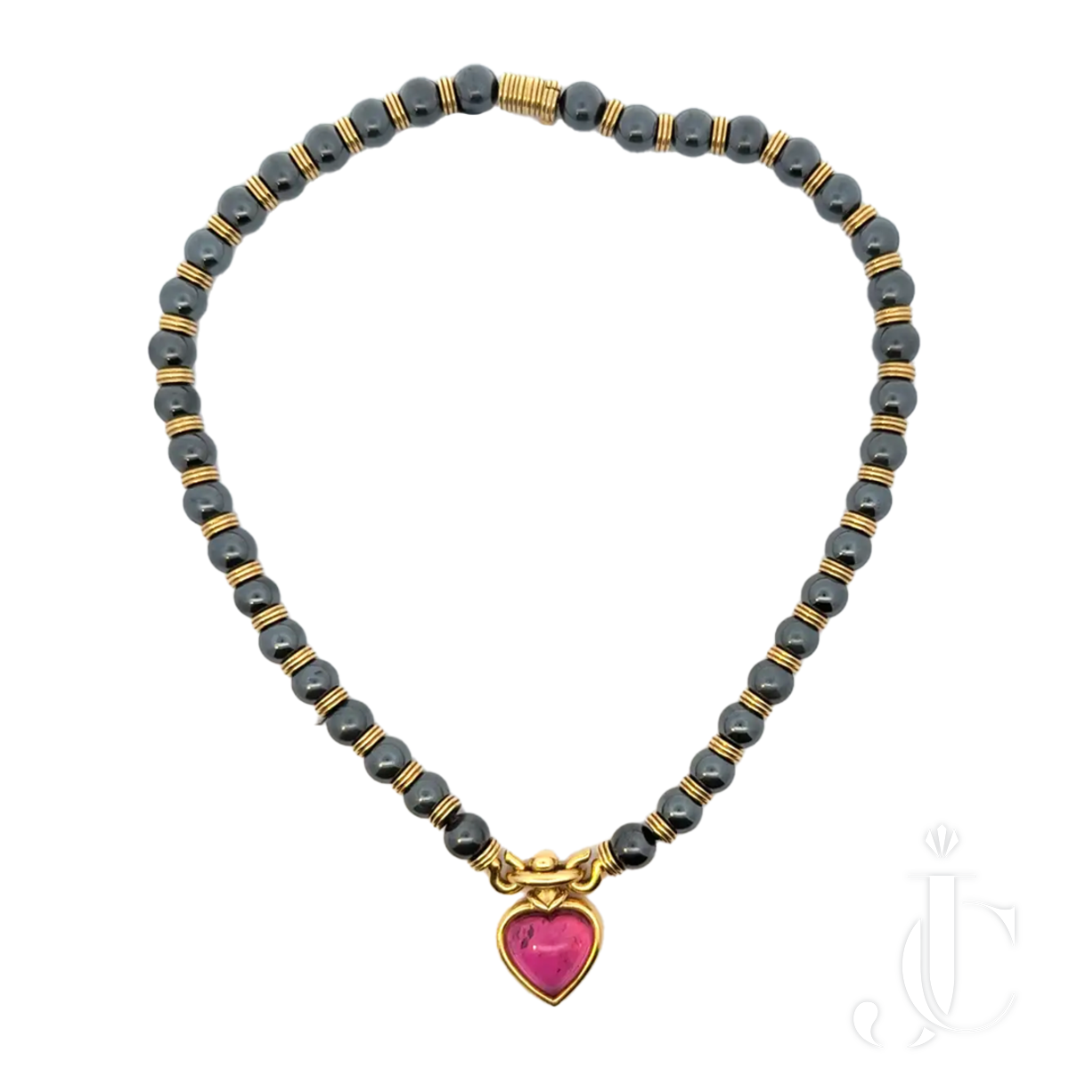 bulgari hematite heart neccklace