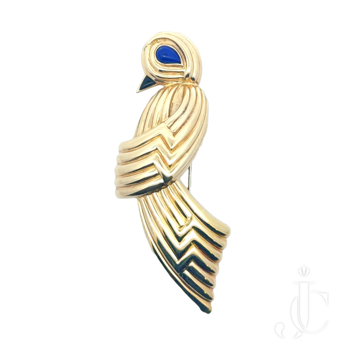 Boucheron 18k yellow gold lapis Bird Brooch