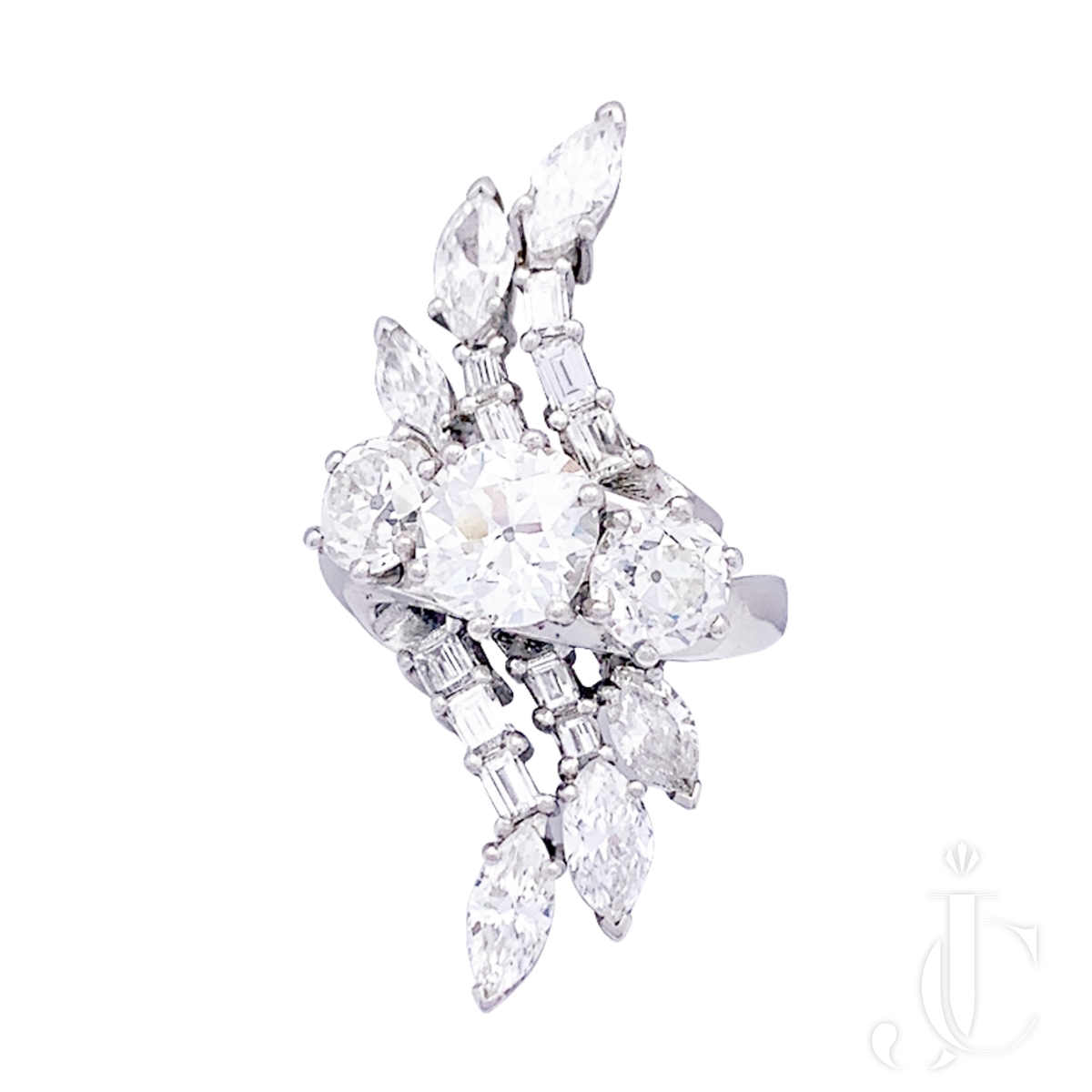 Platinum diamond ring, circa 1950